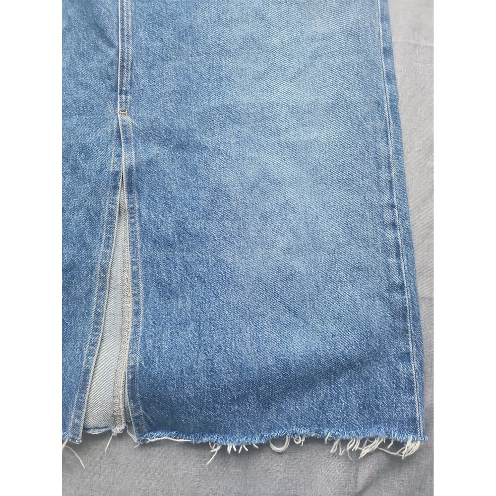 AGOLDE Hilla Denim Maxi Skirt Indigo Blue Raw Hem High Rise Size 30 - Picture 13 of 14